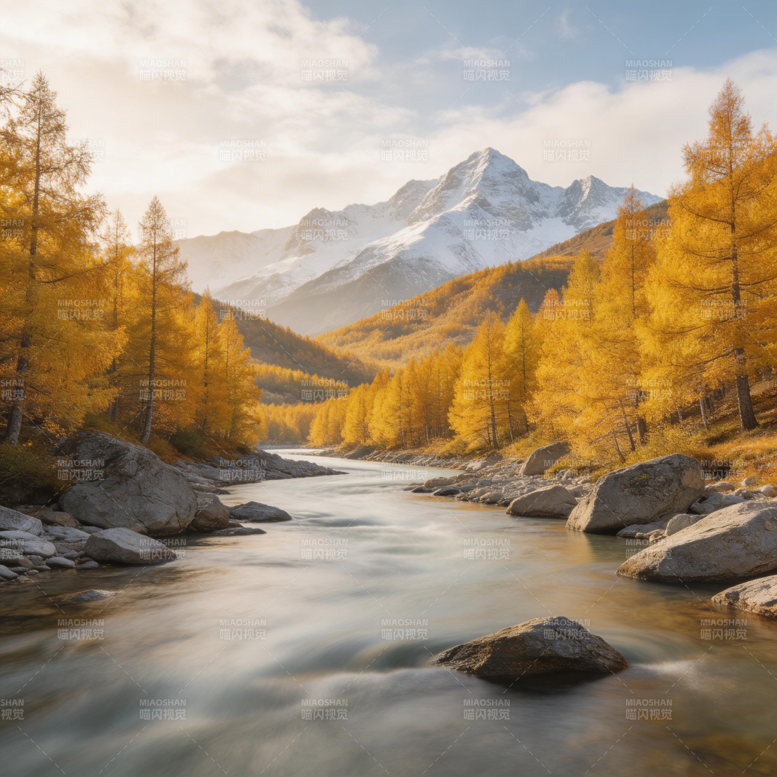 秋山溪流图片