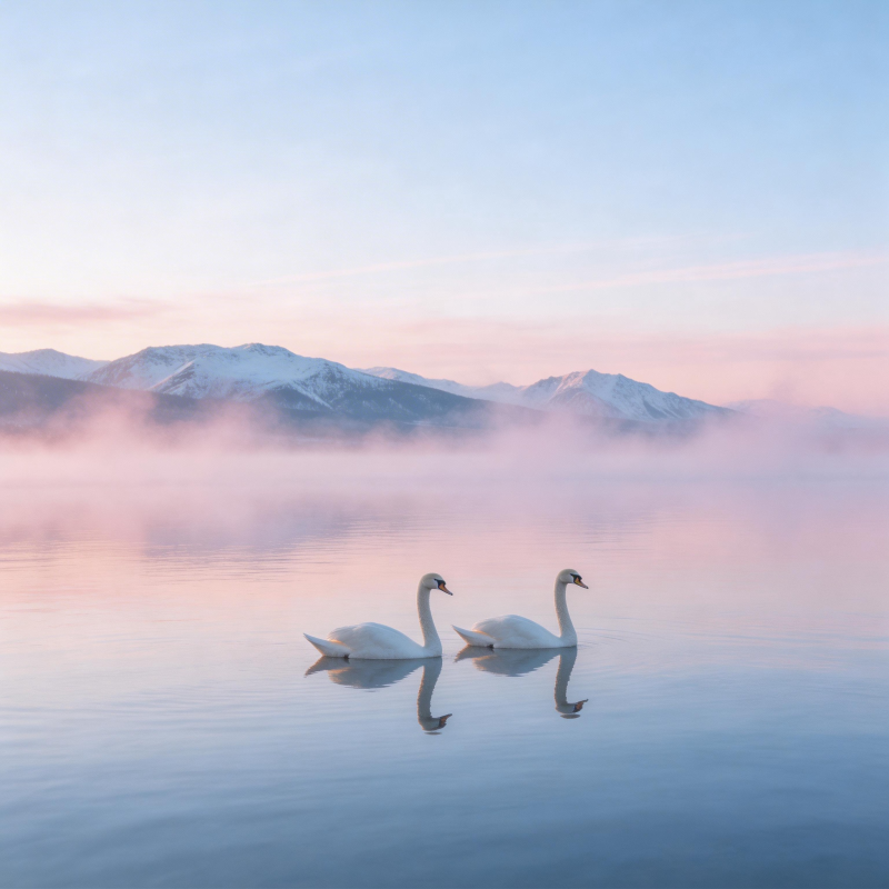 湖光山色天鹅影图片