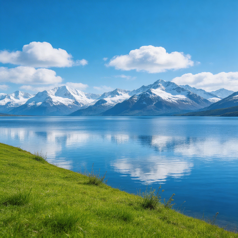 雪山湖畔春光美图片
