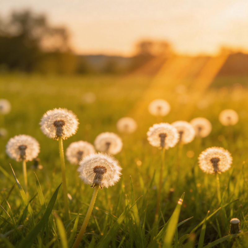 夕阳下的蒲公英图片