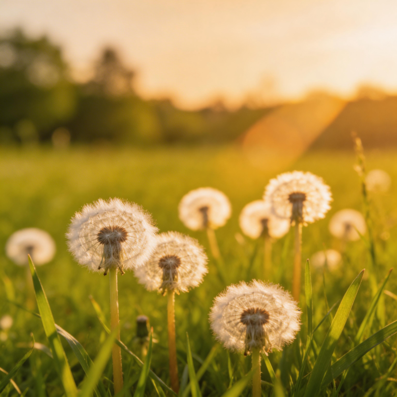 夕阳下的蒲公英图片