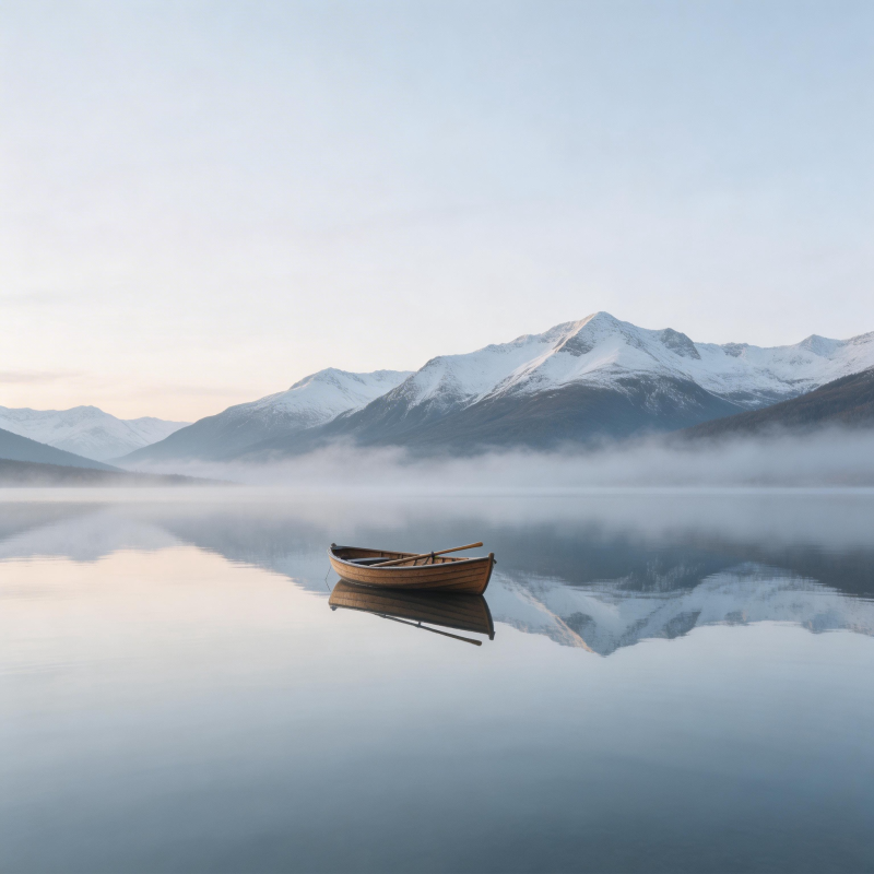 湖光山色静舟影图片