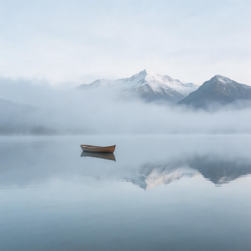 湖光山色静舟影图片