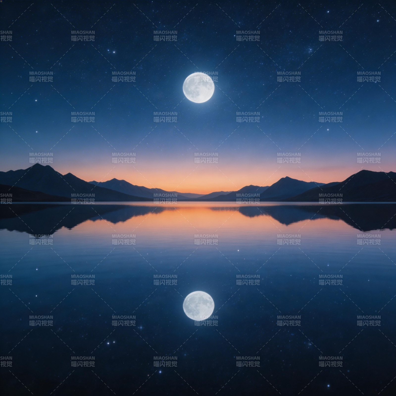 月映湖山夜图片