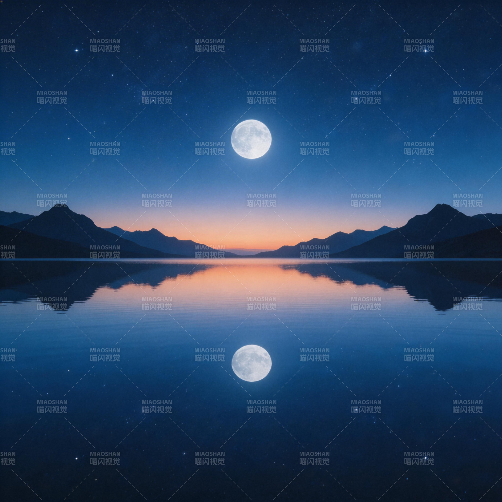 月映湖山夜图片