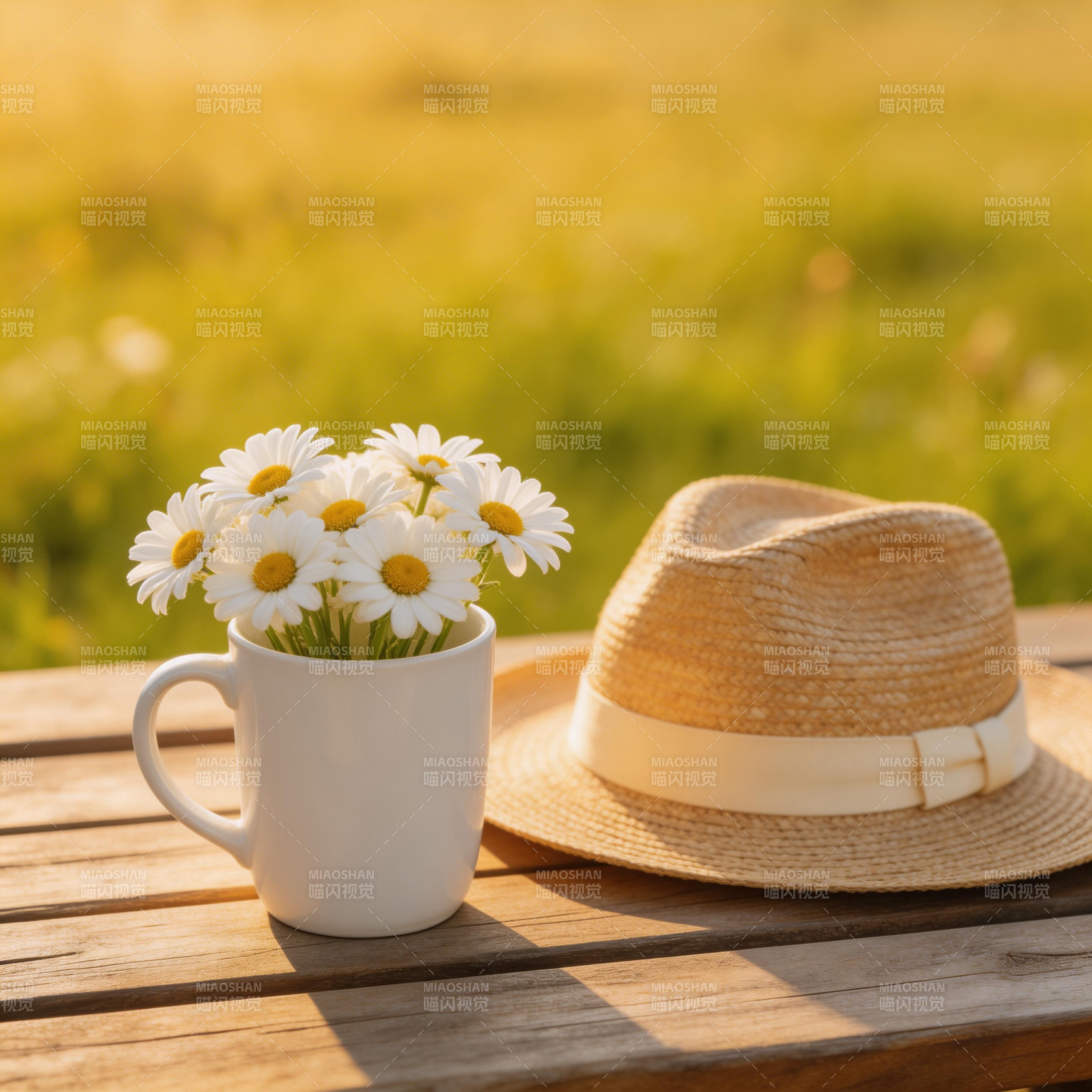 花与帽的静谧时光图片