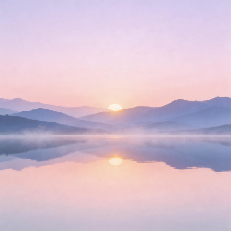 晨曦湖光山色图片