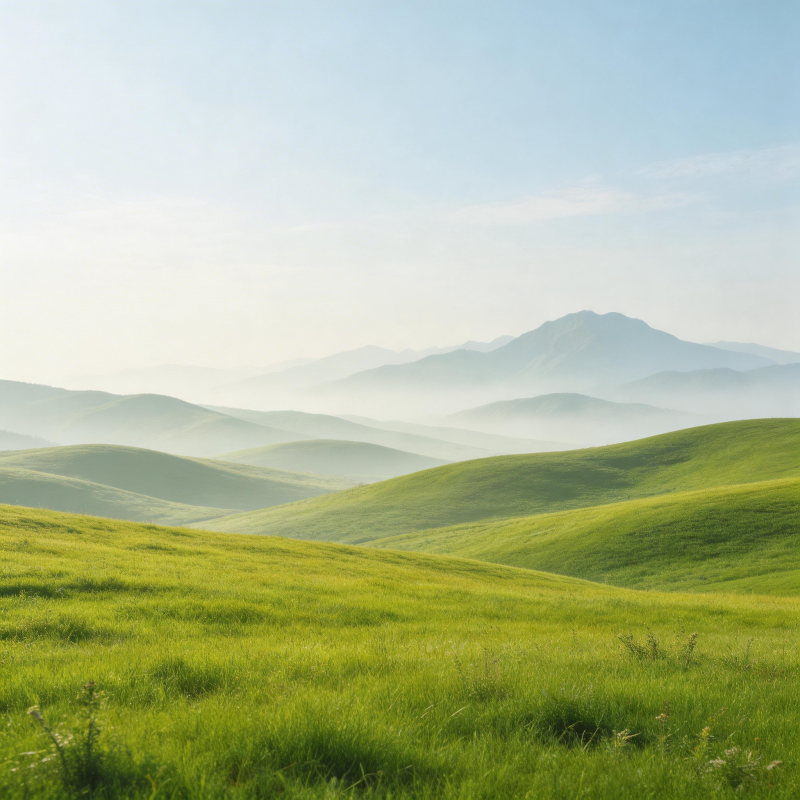 绿野山峦晨雾图片