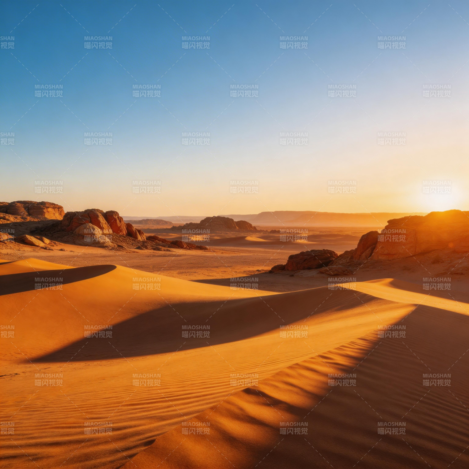 沙漠日落美景图片