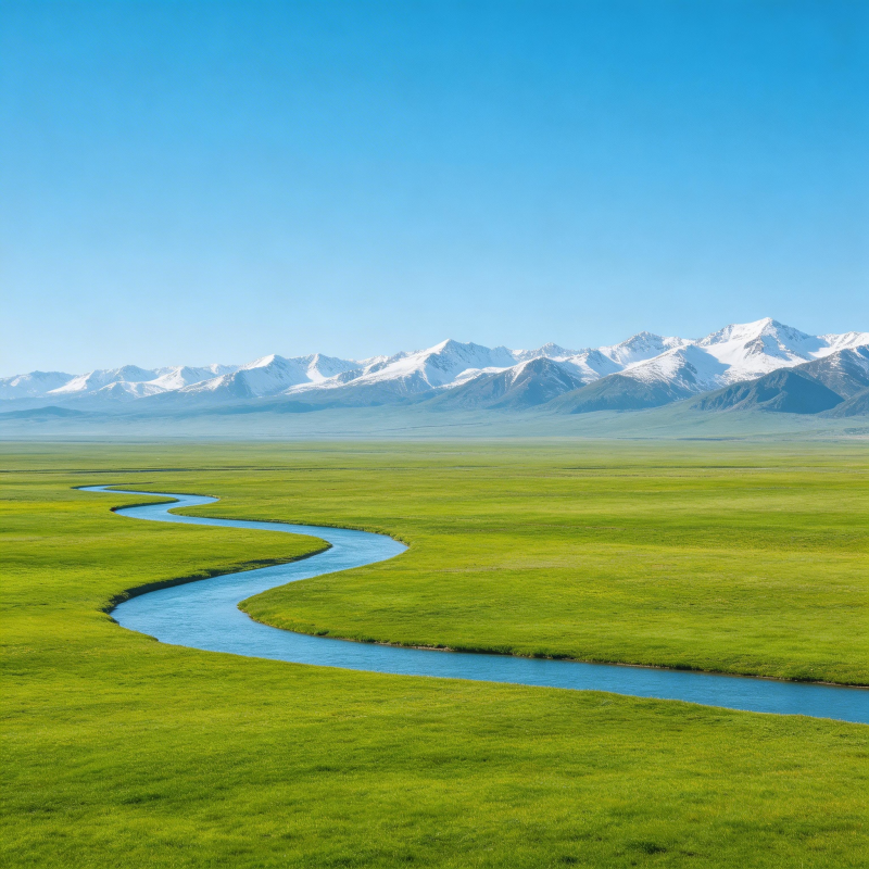 草原上的蜿蜒河流图片