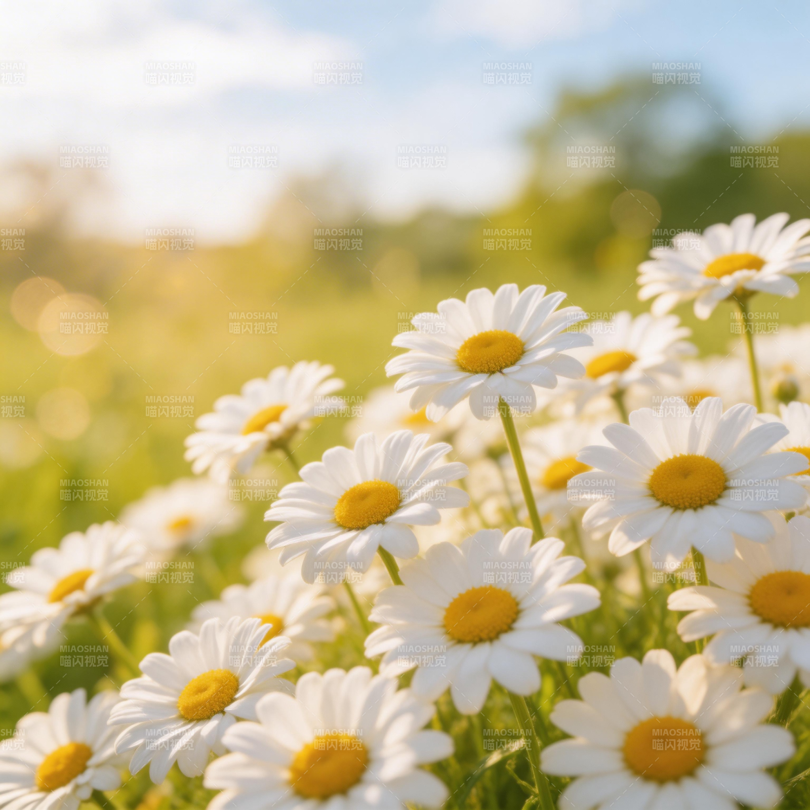 雏菊盛开的田野图片