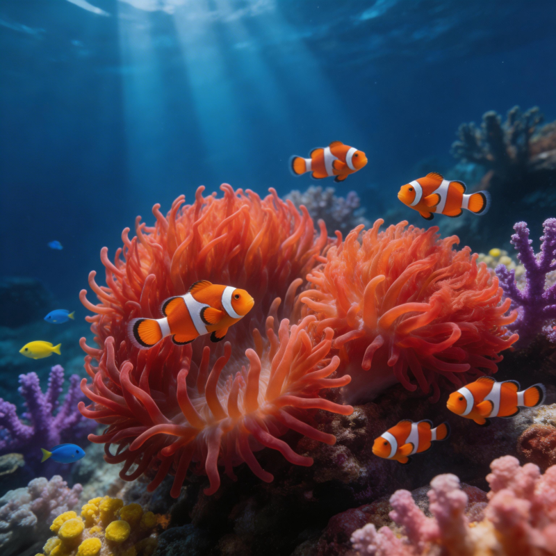 珊瑚礁中的小丑鱼图片