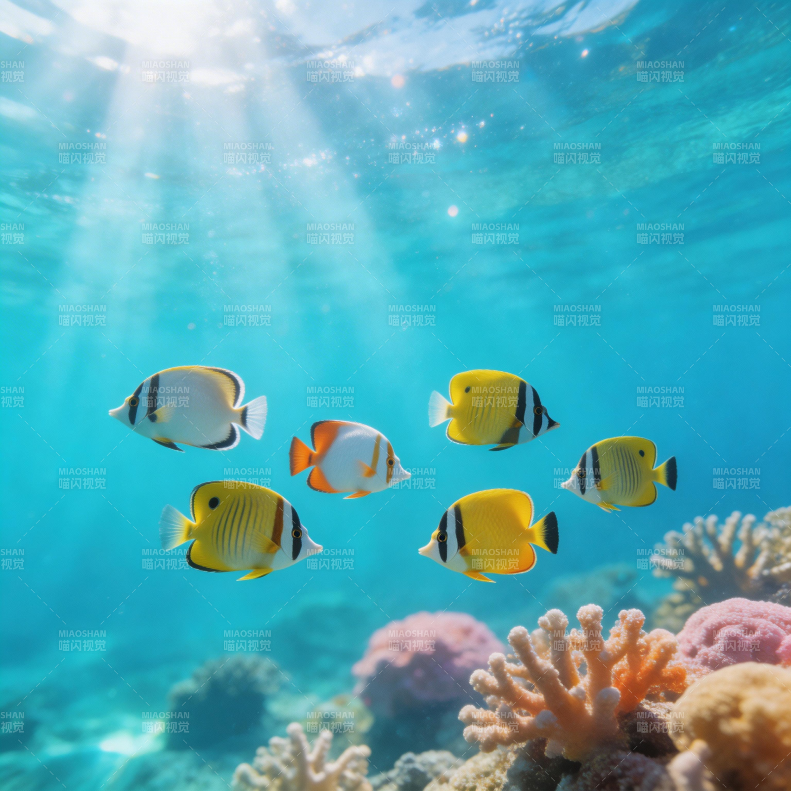海底鱼群游弋图片