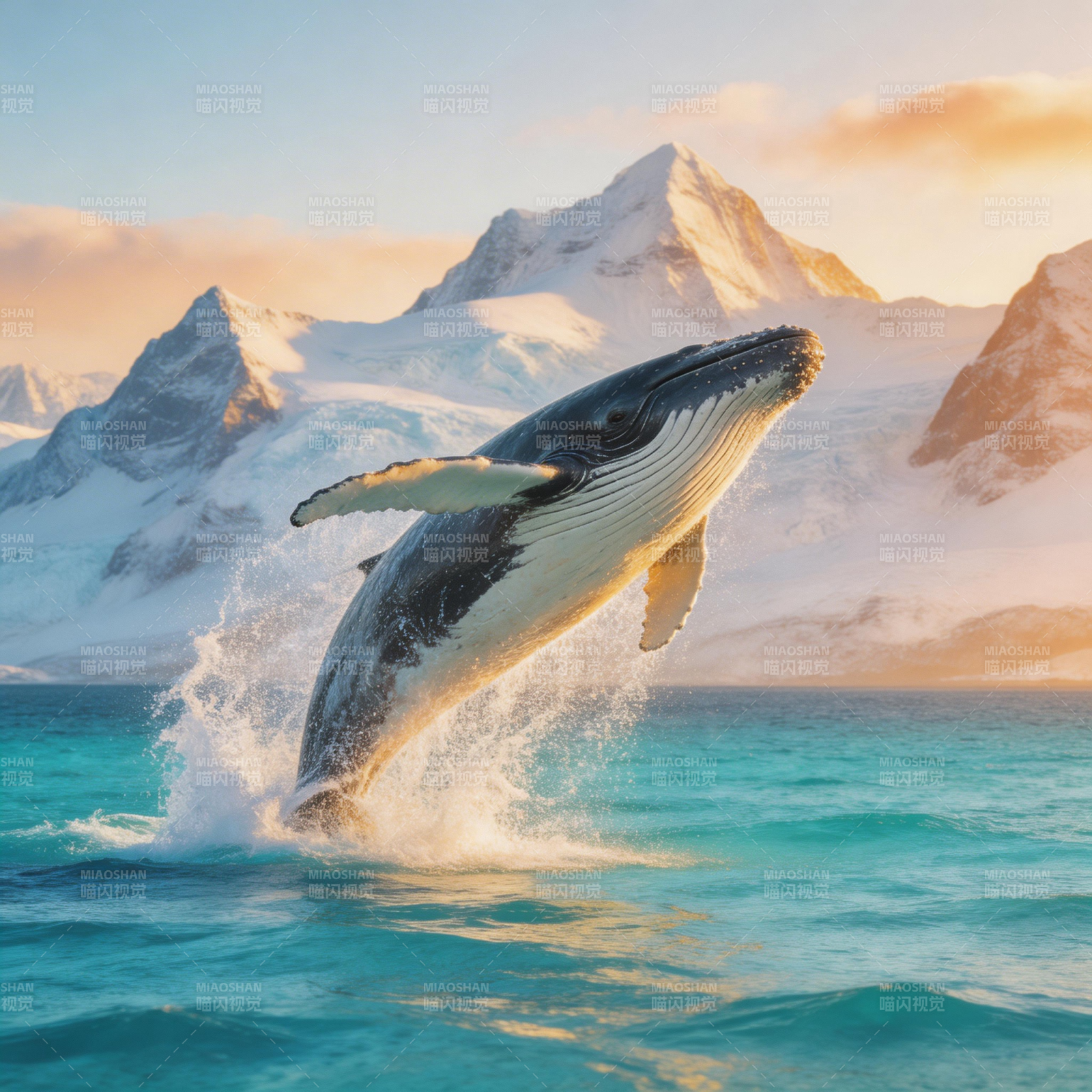 鲸跃雪山前图片