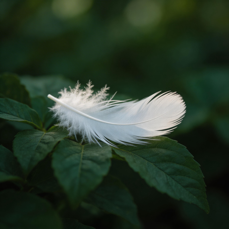 白羽栖绿叶图片