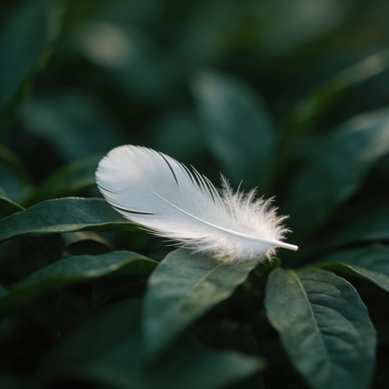 羽落绿叶间图片