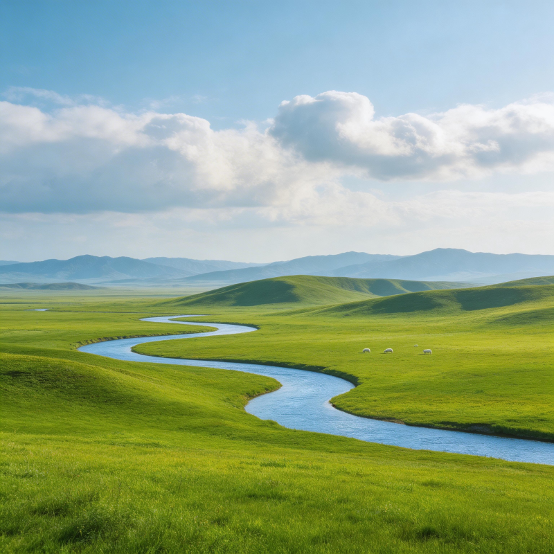 草原曲水图片