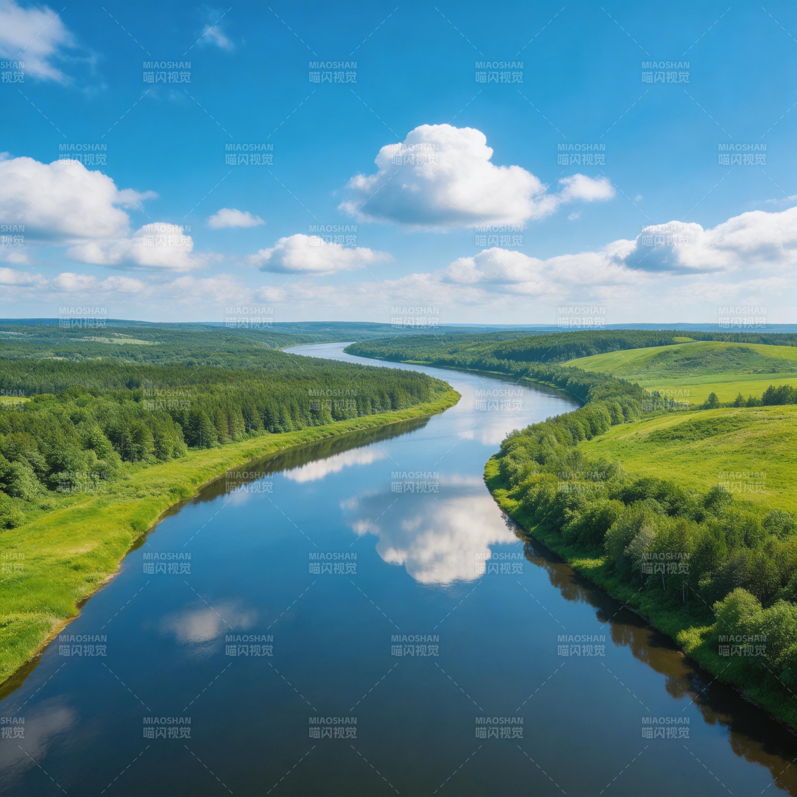 碧水映云天图片