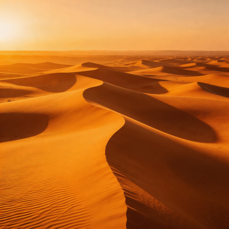 金色沙海日出图片