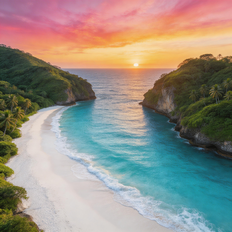 碧海金沙夕阳美图片