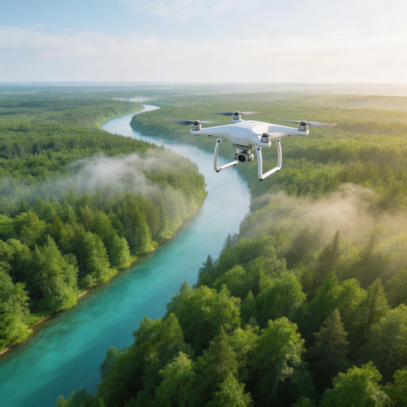 无人机航拍森林河流图片