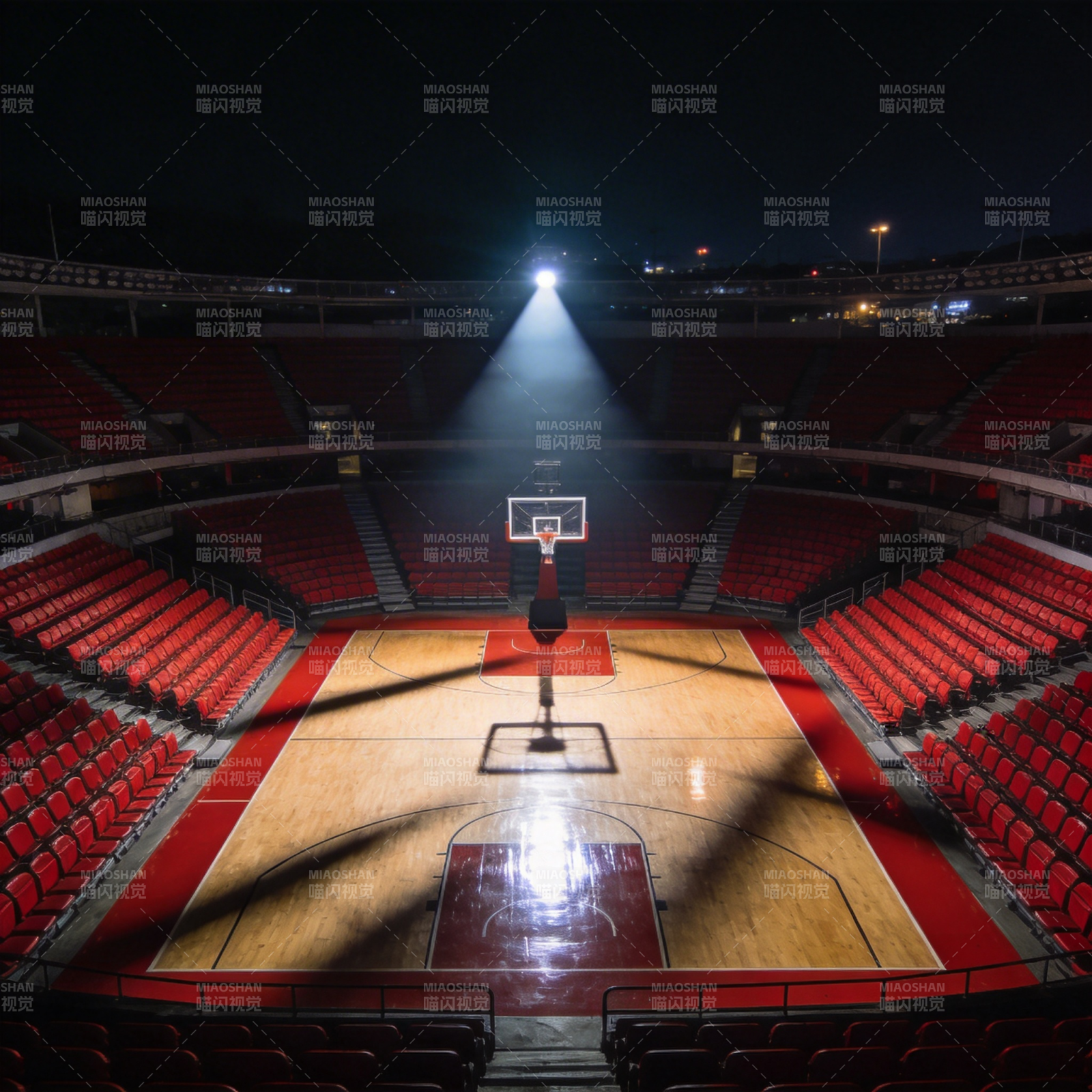 空旷篮球场夜景图片