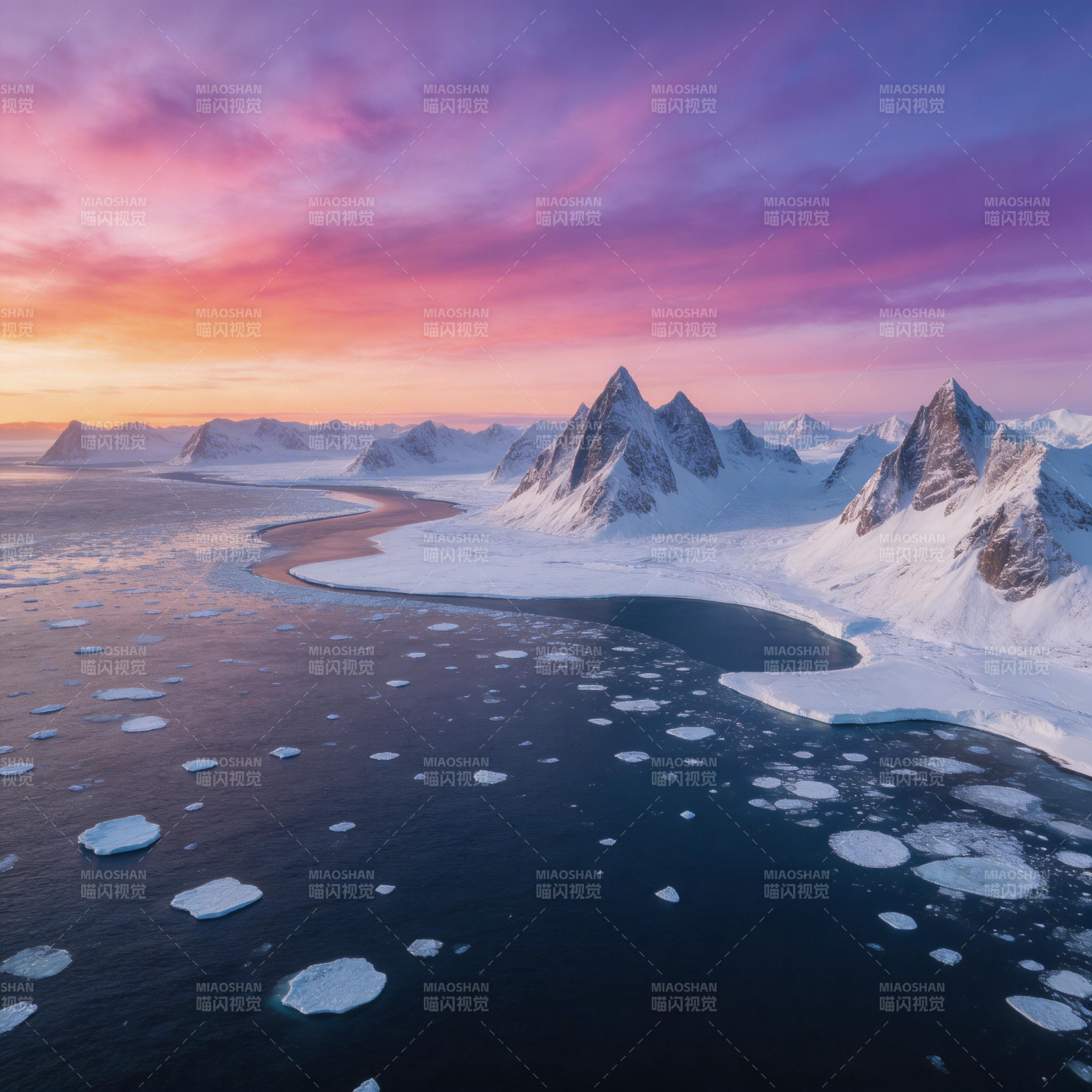 极地冰川日出图片