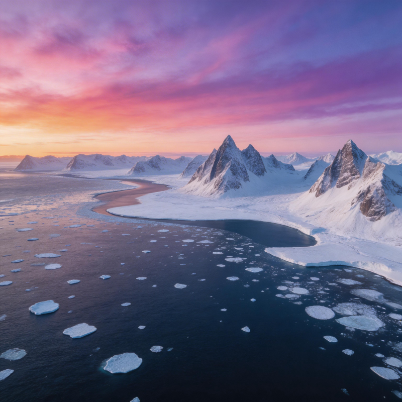 极地冰川日出图片
