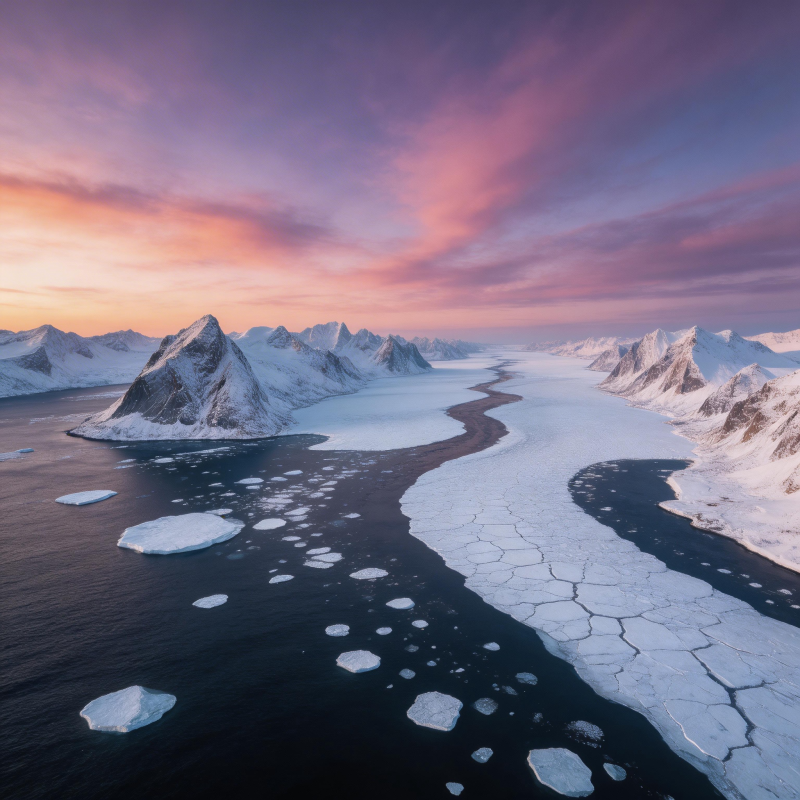 极地冰川日落图片