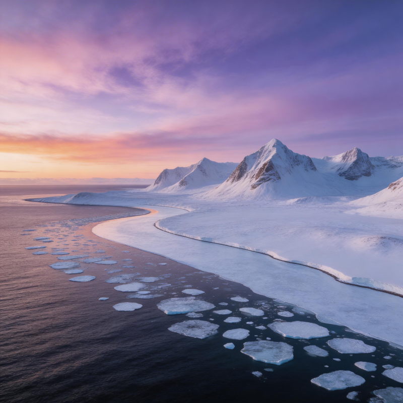 极地冰川日落图片