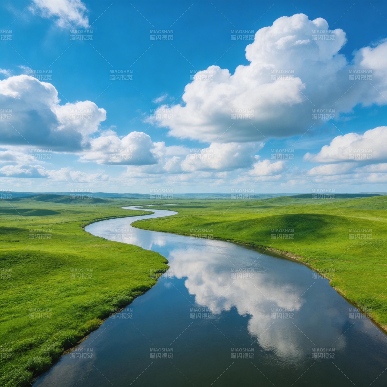 碧水映云天图片