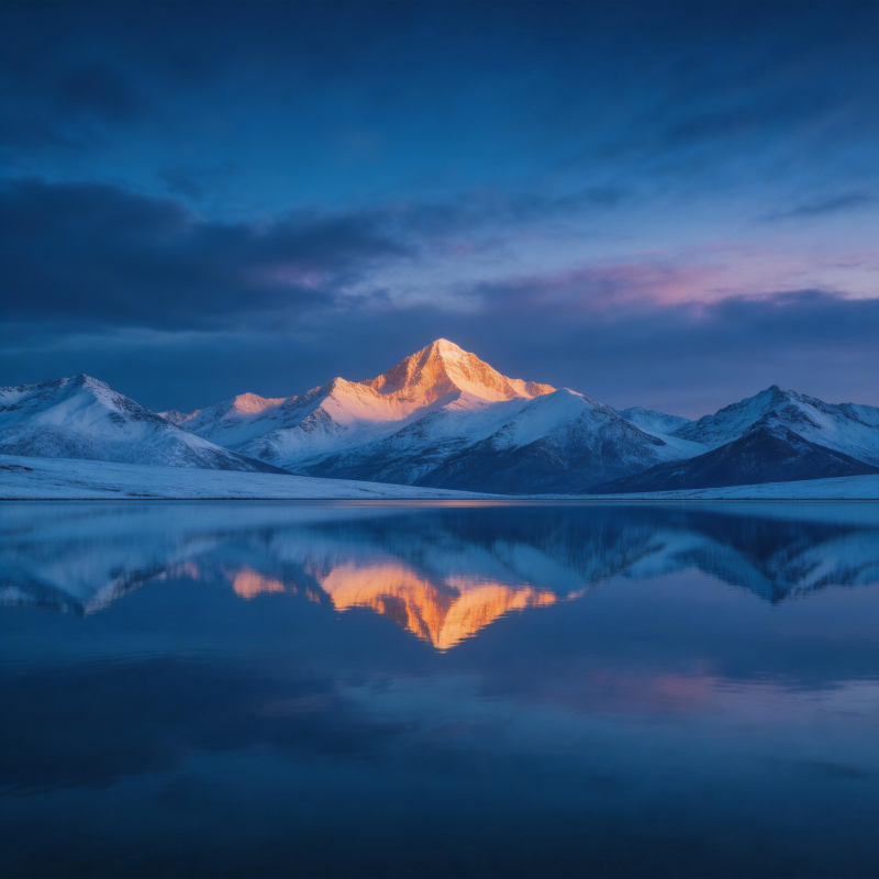 雪山倒影湖光图片