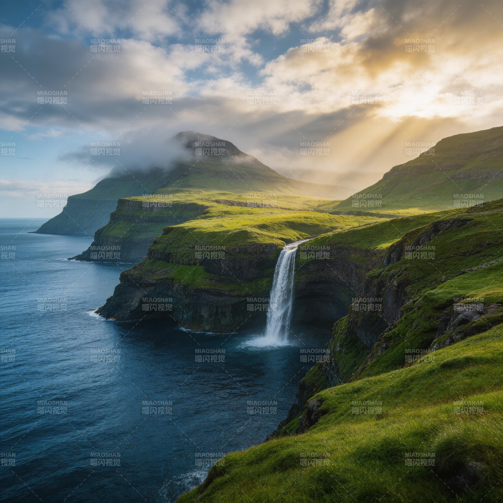 悬崖瀑布风光图片