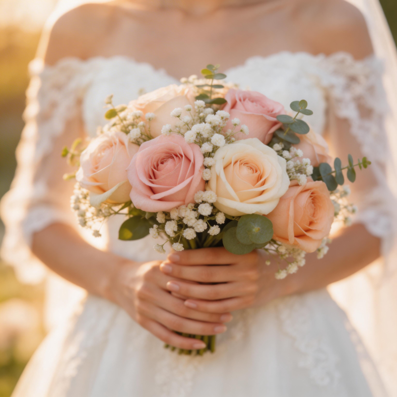 新娘手捧花束图片