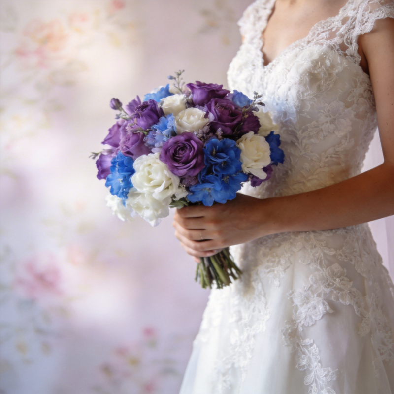 新娘手捧花束图片