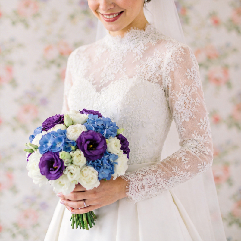 新娘手捧花束图片