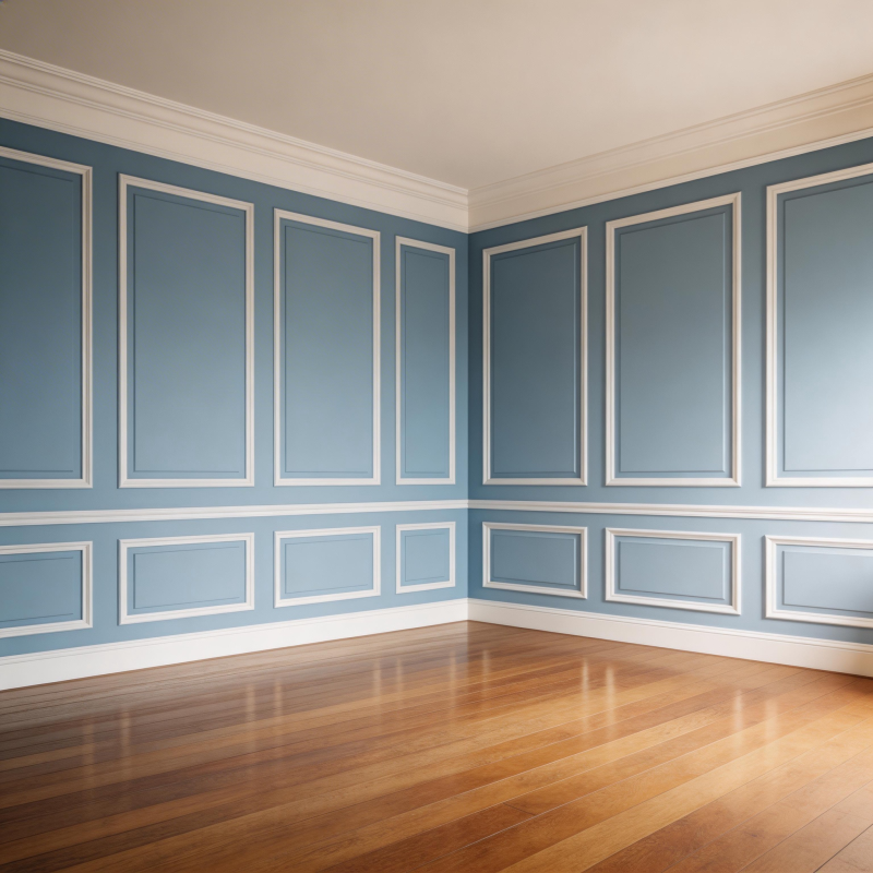 典雅蓝墙木地空室图片