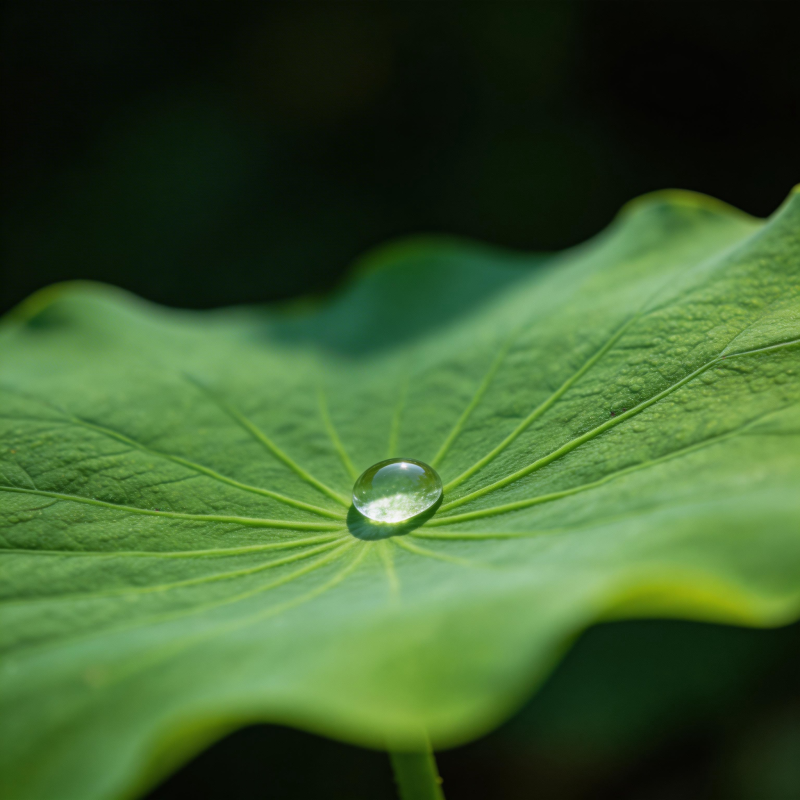 露珠映叶心图片