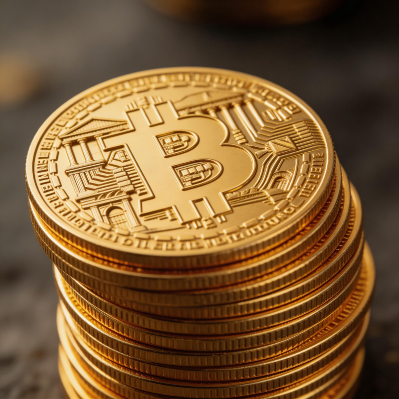 比特币金币堆叠图片