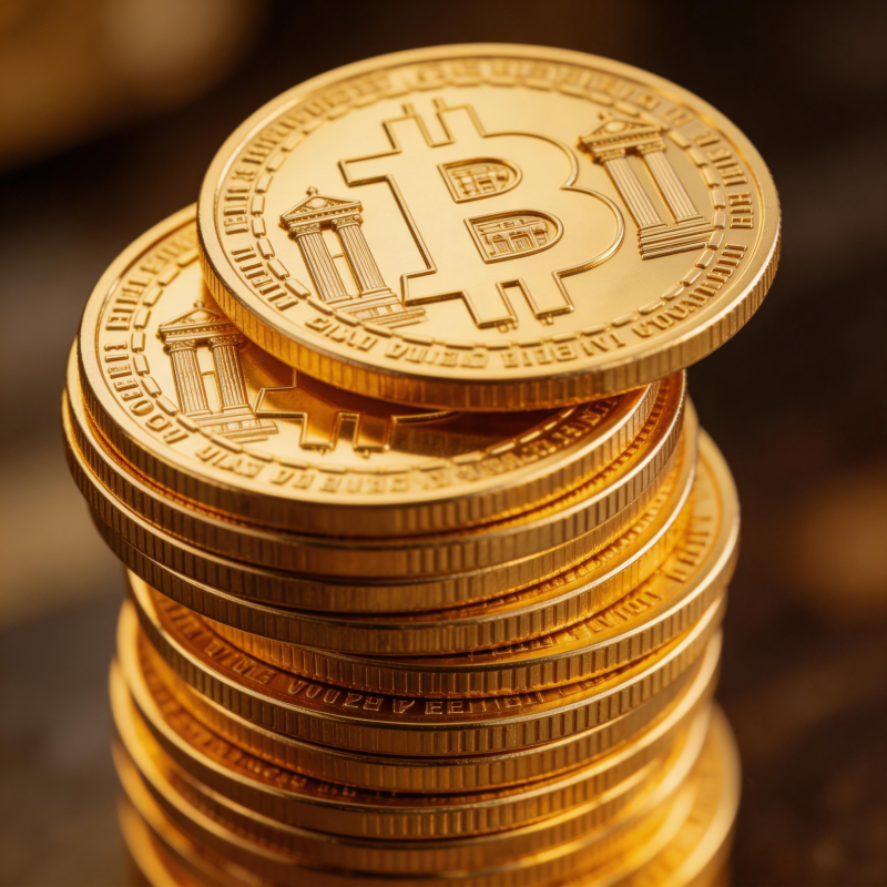 比特币金币堆叠图片