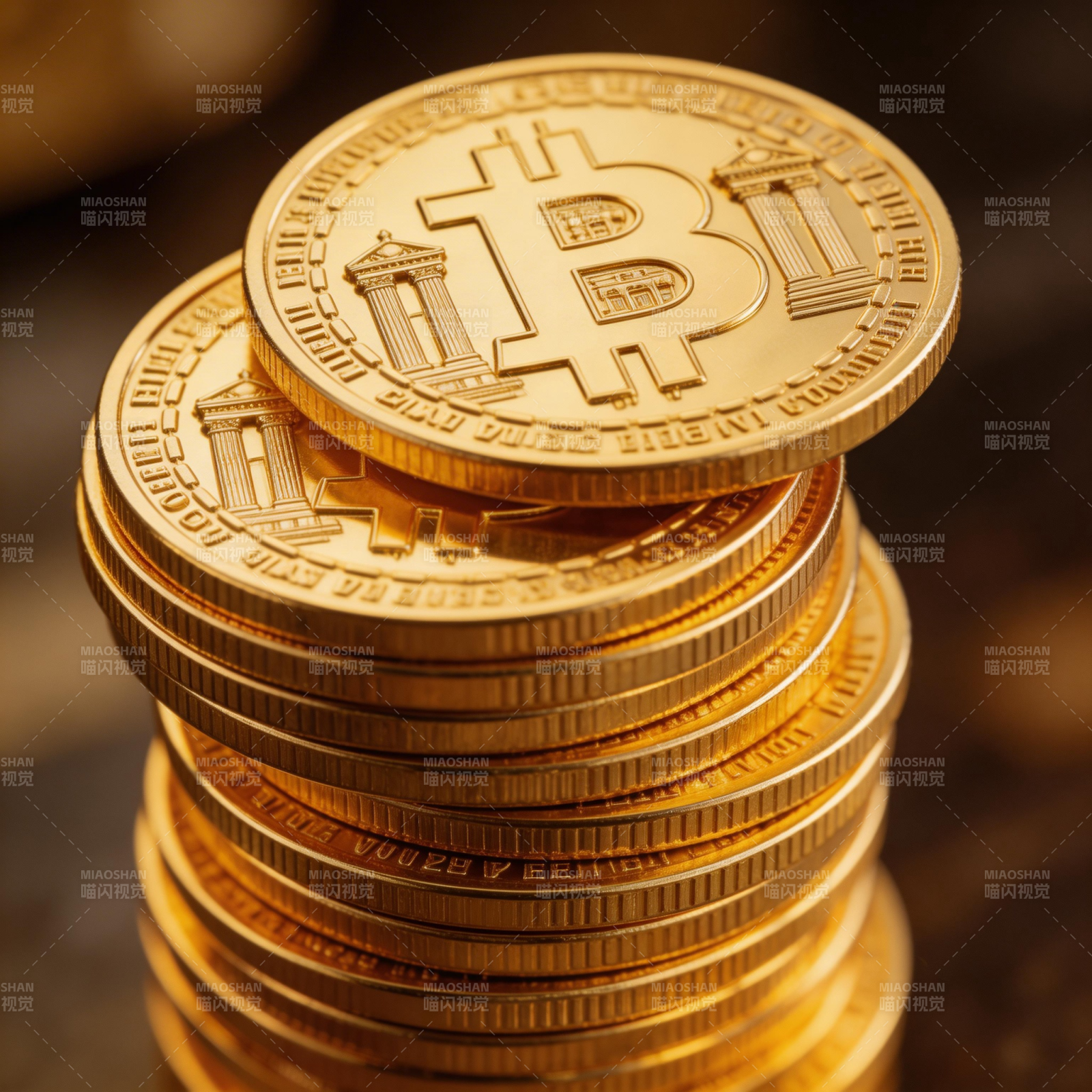 比特币金币堆叠图片