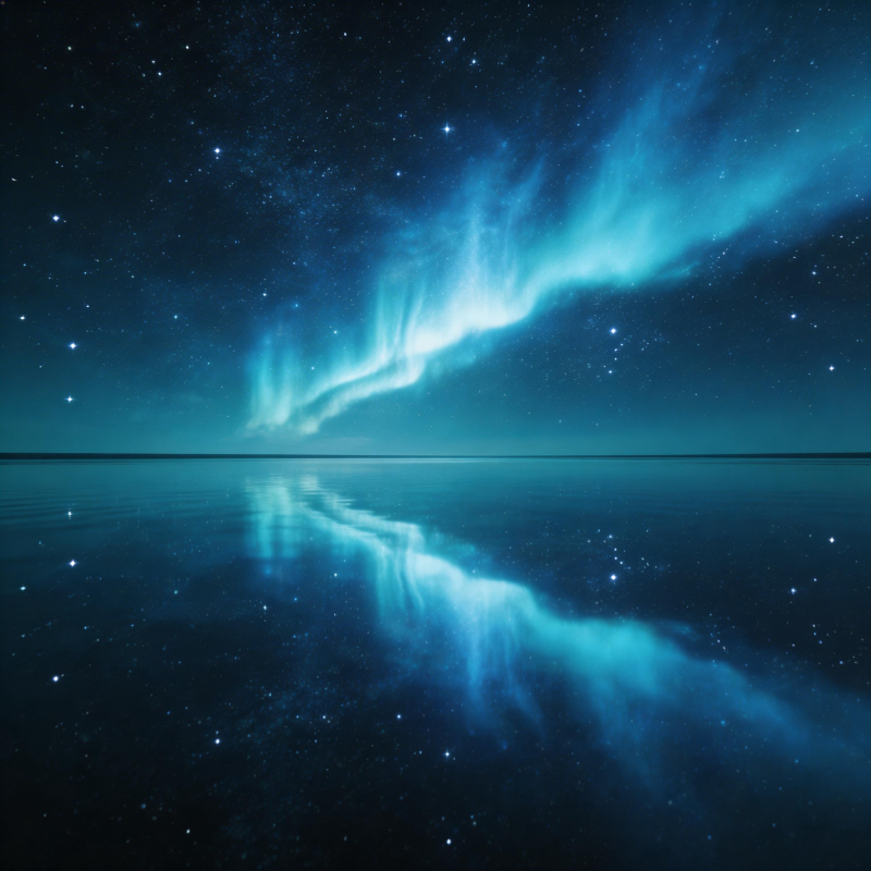 极光映水夜空图片