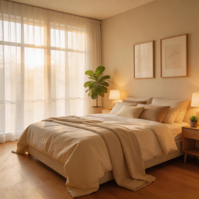 温馨卧室晨光图片