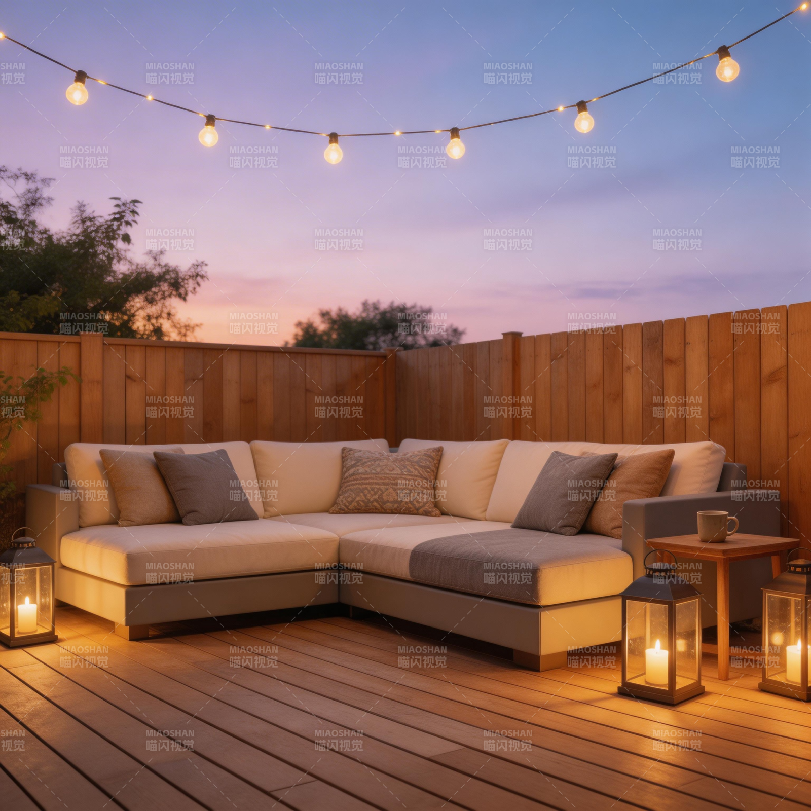 温馨露台夜景图片