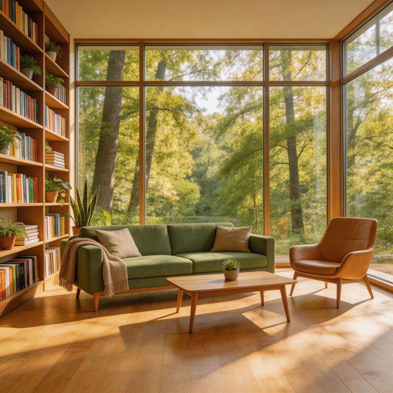 森林里的温馨客厅图片