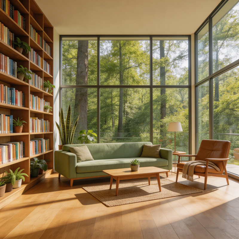 森林中的温馨客厅图片