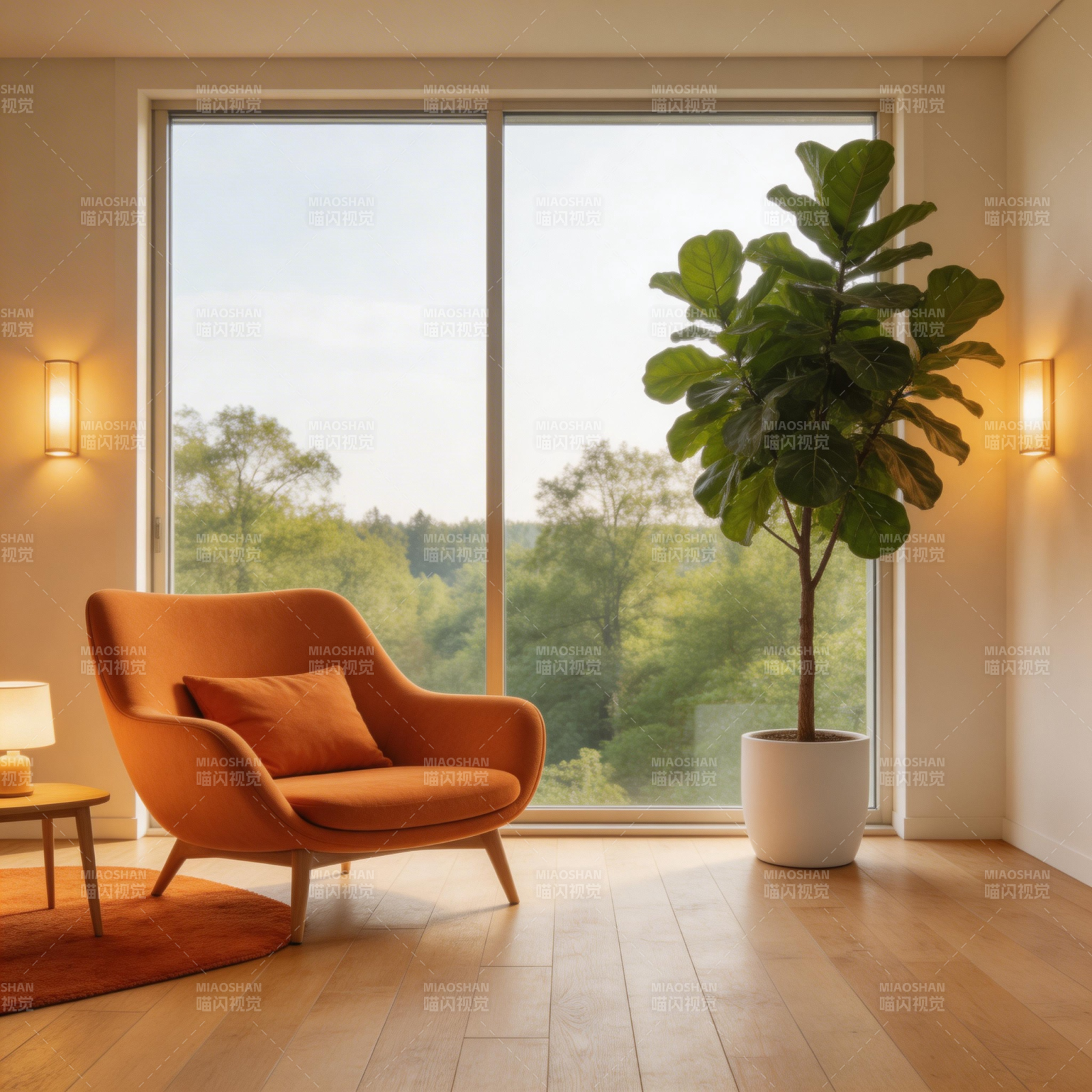 温馨客厅绿植相伴图片