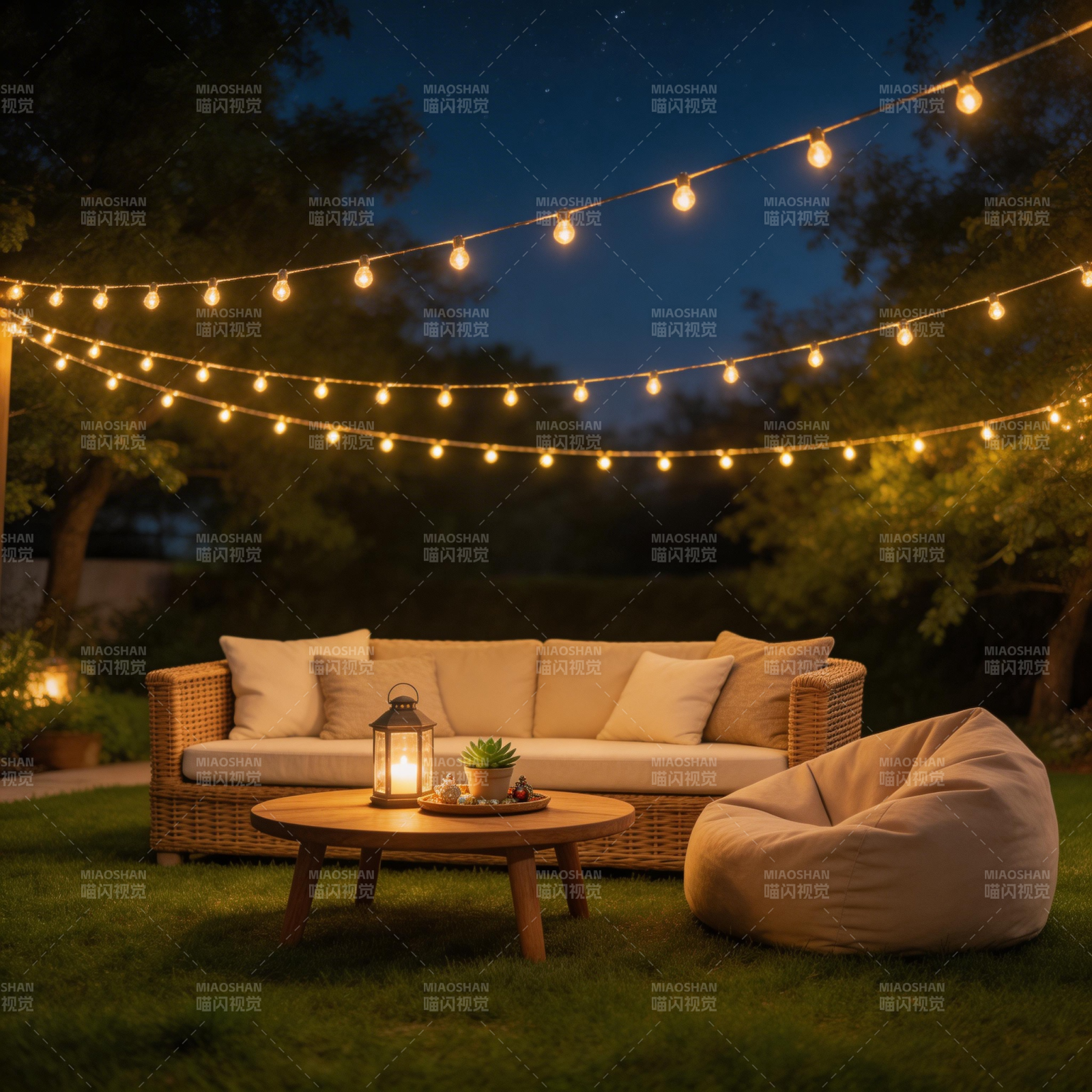 庭院夜景温馨灯饰图片