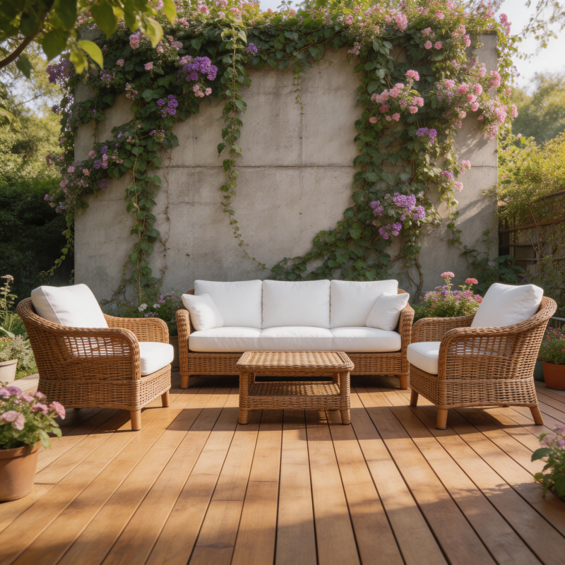 花藤环绕的庭院沙发图片