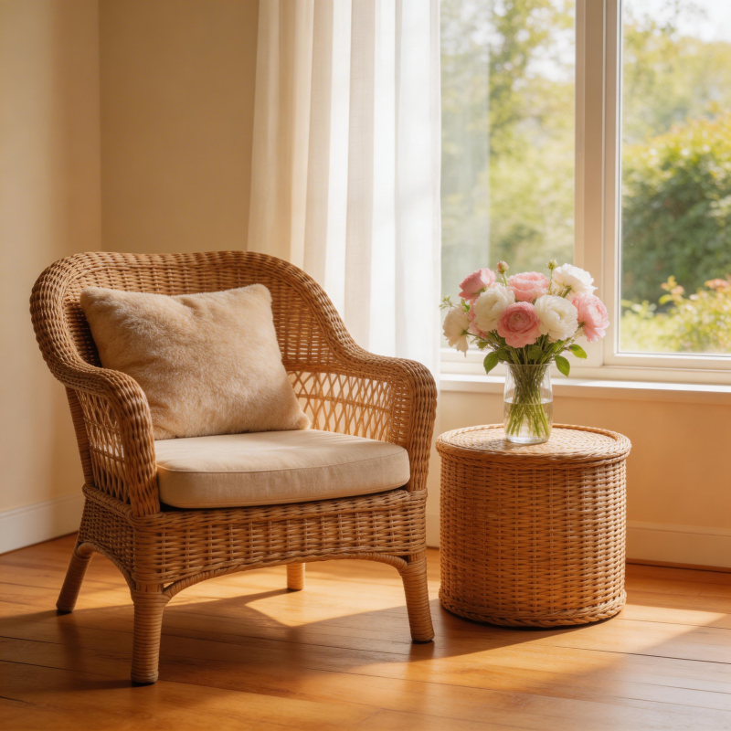 藤椅花影 静谧时光图片